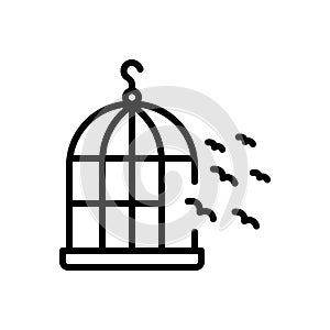 Black line icon for Freedom, birds and fly