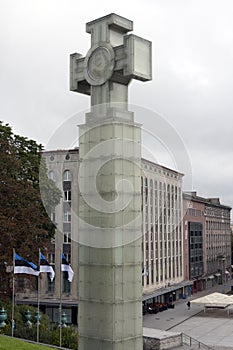 Freedom monument on Freedom Square, is devoted to Emancipating war of 1918-1920, Tallinn, Estonia