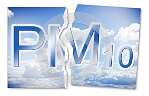Freedom from particulate matter PM10 in the air -  concept image with a Ripped photo photo