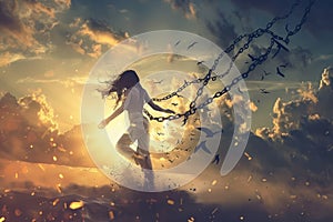 Freedom person broken chains