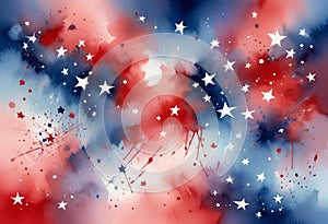 Freedom\'s Palette: Red, White, and Blue Watercolor Stars for Independence Day Festivities photo