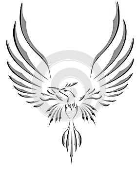 Freedom symbol tattoo. Flying bird with big wings