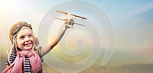 Freedom To Dream - Joyful Child Playing With Airplane