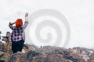 Freedom traveler woman standing.