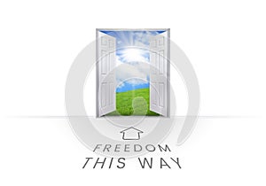 Freedom this way text graphics