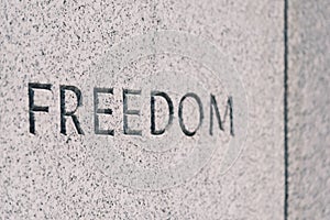 Freedom word set in stone