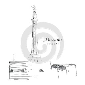 Freehand digital drawing of Messina, Italy