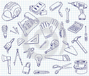 Freehand drawing building materials