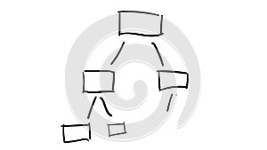 Freehand drawing infographic element - a scheme of branching out of rectangles.