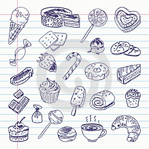 Freehand drawing sweetness items photo