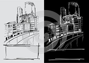Freehand drawings of city