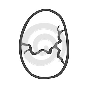 Freehand drawn cartoon cracked egg. Vector illustration isolated on white background.