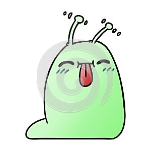 freehand drawn gradient cartoon of a happy kawaii slug photo