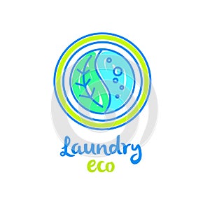 Freehand drawn template creative laundry logotype, label, badge.