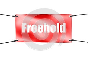 Freehold word with red banner