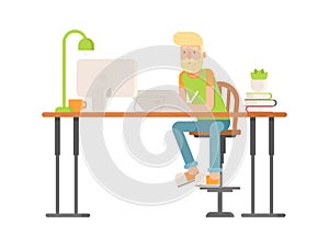 Freelance designer, CG artist character in flat style