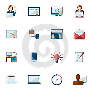 Freelance Icon Flat Set