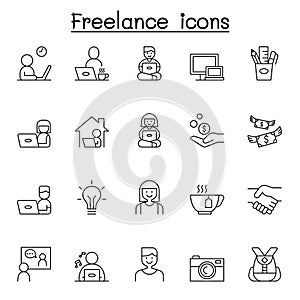 Freelance icons set in thin line style