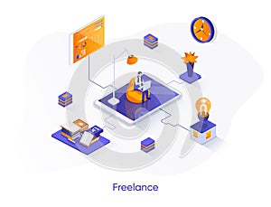 Freelance isometric web banner layout