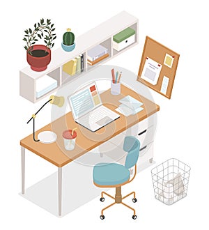 Freelance office - modern vector colorful isometric illustration