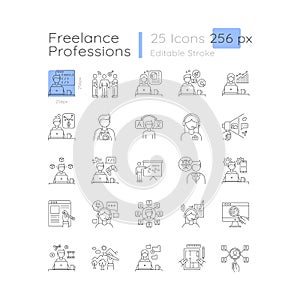 Freelance professions linear icons set