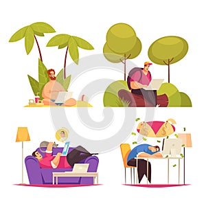 Freelance Work Cartoon Concept