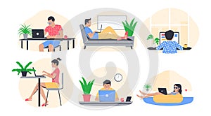 Freelance work concept. People working from home