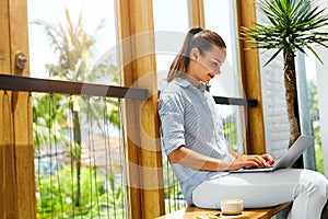 Freelance Work. Freelancer Woman Working On Laptop Computer. Business