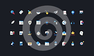 Freelance Work Gradient Flat Icon Set Collection