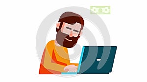 Freelance Worker Using Laptop for Online Earnings