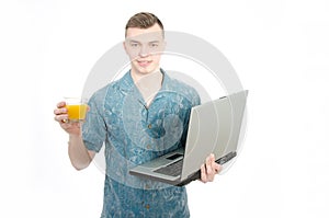 Freelance. Young man working at a computer.