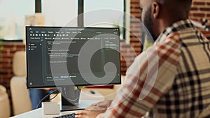 Freelancer admin programming html code on computer