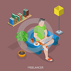 Freelancer flat isometric vector concept