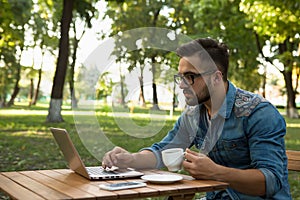 Freelancer hipster man working