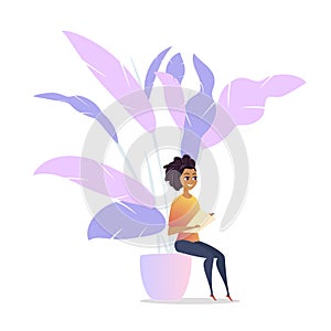 Freelancer Woman Character Chill Lounge Space