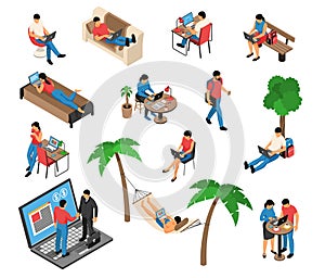 Freelancer Work Isometric Set