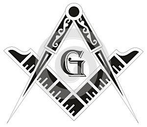 Freemasonry emblem - the masonic square and compass symbol