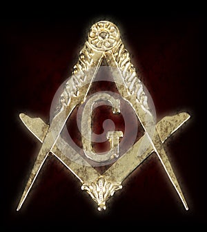 Freemasonry golden medal square & compass photo