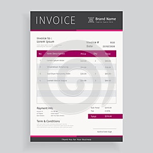 Creative business invoice template vector design