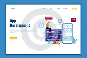 Mobile app development concept landing page