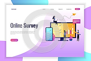 Vector illustration of online survey concept