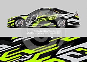 Car wrap decal designs. Abstract racing and sport background for racing livery or daily use car vinyl sticker. photo