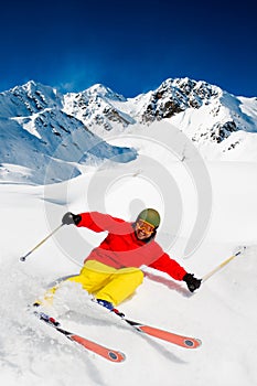 Freeride in fresh powder snow photo