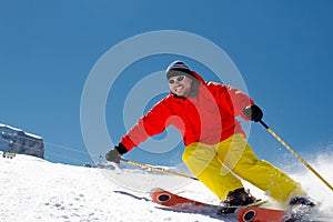 Freeride in fresh powder snow photo