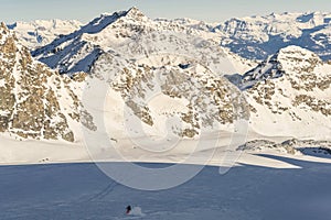 Freeride heliboarding in Veysonnaz in Alpss resort Les 4 Vallees Switzerland photo
