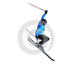 Freeride skier jumping