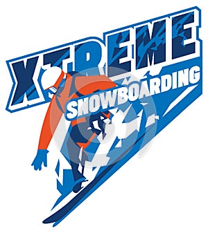 Freeride snowboarder in motion. Sport logo or emblem