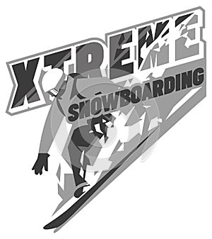 Freeride snowboarder in motion. Sport logo or emblem