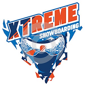 Freeride snowboarder in motion. Sport logo or emblem