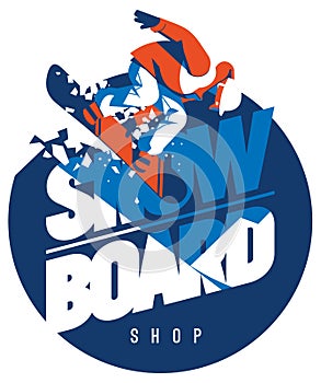 Freeride snowboarder in motion. Sport logo or emblem
